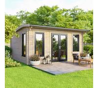 16 x 12 Powersheds Apex Log Cabin In 44mm Log Thickness with uPVC - Doors central