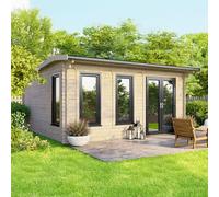 16 x 14 Powersheds Apex Log Cabin In 44mm Log Thickness with uPVC - Doors central