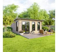 16 x 14 Powersheds Apex Log Cabin In 44mm Log Thickness with uPVC - Doors to the left