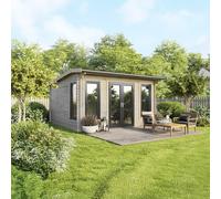 16 x 16 Powersheds Apex Log Cabin In 44mm Log Thickness with uPVC - Doors central