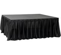 16’ x 28” MyStage Portable Stage Skirt - Black Satin Fabric W/Velcro Adhesive for Events, Performances, & Wedding Staging, High-Quality Wrinkle-Free Platform Skirting Cloth - (Black)
