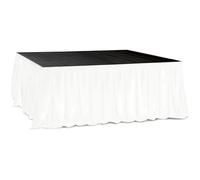 16’ x 28” MyStage Portable Stage Skirt - White Satin Fabric Adhesive for Events, Performances, & Wedding Staging, High-Quality Wrinkle-Free Platform Skirting Cloth (Satin Fabric) - White