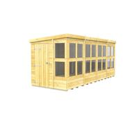 16 x 6 Feet Pent Potting Shed - Wood - L178 x W474 x H201 cm Buttercup Farm Brown One Size