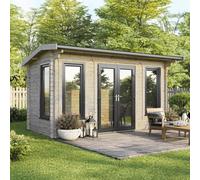 16 x 8 Powersheds Apex Log Cabin In 44mm Log Thickness with uPVC - Doors central