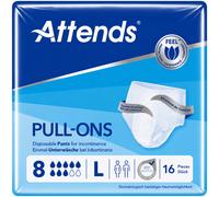 Attends Pull Ons 8 Large Pack Of 16 Adult Nappies Pull Up Pants Slips 8L