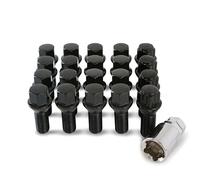 16 x Black Chrome Wheel Bolts Set with 4 x Locking Nuts Compatible With Aftermarket Alloy Wheels Only M14x1.5x26mm 60° Taper Part No.16BM14B+B14BAM