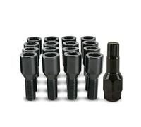 16 x Black Slim Fit Tuner Wheel Bolts Nuts for Vauxhall Astra Aftermarket Alloys - SFP-16BM17TKB+Key122