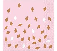 16 x Blush Pink Birthday Lunch Napkins 33 x 33cm