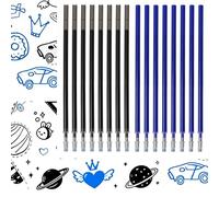 16 x Erasable Refills Blue and Black 0.7 mm, Compatible with Pilot FriXion Pen, Clicker, Slim, Eberhard Faber, Erasable Frixion Cartridges, Erasable Ballpoint Pen, 11 cm Pilot Refill