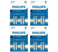 Philips LR03E4B/10 - Ultra Alkaline 1.5V LR03 AAA Alkaline Batteries - Up to 23% more power!
