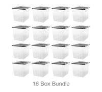 16 x Plastic Storage Boxes 110 Litres Extra Large - Clear & Black Supa Nova by Strata