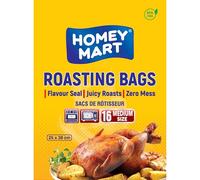 16 x Roasting Bags Flavour Seal Cooking Bags for Ovens and Microwaves Perfect for Roasting Chicken Fish Meat Turkey and Vegetables - Medium Oven Bags