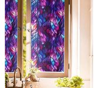16“x118 Mosaic Purple Stained Glass Double Side Window Films Art Decorative Window Privacy Tinting Film Self-Adhesive Static Glass Window Clings Stickers for Living Room Bathroom Glass Windows Decor