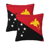 16"x16" Flag of Papua New Guinea Print Throw Pillow Case Cover - Square Cushion Protector with Hidden Zipper, for Home Sofa Set of 2