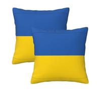 16"x16" Flag of Ukraine Print Throw Pillow Case Cover - Square Cushion Protector with Hidden Zipper, for Home Sofa Set of 2