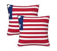 16"x16" Liberian Flag Print Throw Pillow Case Cover - Square Cushion Protector with Hidden Zipper, for Home Sofa Set of 2