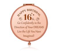 16 Year Old Birthday Gift Folding Makeup Mirror for Soul Sister Classmates for Birthday Happy 16th Birthday Gifts for Women Travel Makeup Mirror for Birthday Compact Makeup Mirror for Friends