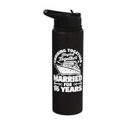 16 Years Married Cruising 16th Wedding Anniversary Cruise Stainless Steel Insulated Water Bottle