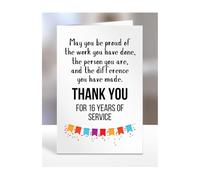 16 years of work service card, for employee, colleague, boss, manager, supervisor, present, anniversary, gifts for men, women, him, her, 16th,Thank you for, A5-149_17