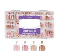 160 / 128PC Press on Toenails Extensions NoResidue Easy Application Extended Length Nails Enhancers for Formal Event Fake Wedding Thin Press on False ABS