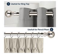 (160-300 cm (63" - 118" In), Brushed Silver Curtain Pole ) Extendable Curtain Pole Rod 28mm Heavy Duty Metal