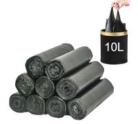 160 Biodegradable Bin Bags Liner with Tie Handles，Small Food Waste Bags，10 Litre Compostable Caddy Liners，Recycling Degradable Trash Garbage Rubbish Bag for Kitchen Trash, Household and Office(Black)
