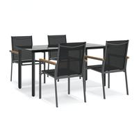 (160 cm table length/ 4 piece) vidaXL Garden Dining Set Outdoor Table and Chairs Black Textilene and Steel