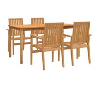 vidaXL 5 Piece Garden Dining Set Solid Wood Teak, Brown