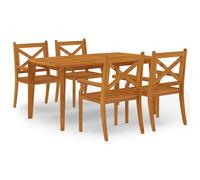 (160 cm table length/5) vidaXL Solid Wood Acacia Garden Dining Set Furniture Multi Sizes 3/5/7/9 Piece