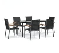 vidaXL 7 Piece Garden Dining Set Black Textilene and Steel