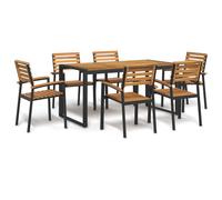 (160 cm table length/ 6 piece) vidaXL Garden Dining Set Table and Chairs 7 Piece Solid Wood Acacia and Metal