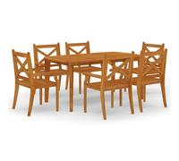 (160 cm table length/7) vidaXL Solid Wood Acacia Garden Dining Set Furniture Multi Sizes 3/5/7/9 Piece