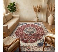 (160 cm x 230 cm (5.2ft x 7.5ft)- Large Area Rug/Carpet., WHISPER/CREAM RED- CASHMERE RUG) Large Traditional Rugs Living Room Carpet Door Mat