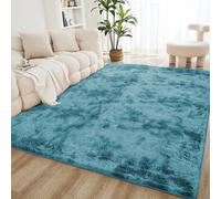(160 cm x 230 cm (5ft 4 in x 7ft 8 in)-Bedroom Carpets, Tye Dye Teal) Non Slip Shaggy Large Rugs Living Room Bedroom Carpets Area Rug
