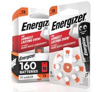 160 Energizer Hearing Aid Batteries Size 13 Orange Mercury Free - 20 Packs of 8 Batteries