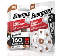 160 Energizer Hearing Aid Batteries Size 312 Brown Mercury Free - 20 Packs of 8 Batteries