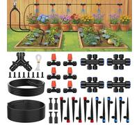 160 FT Quick-Connect Drip Irrigation System Kit, 2026-Upgrade Garden Watering System for Greenhouse, Lawn, Raised Bed, Flower Bed, Adjustable Y Type Hose Splitter with Irrigation Tubing, Drip Emitters