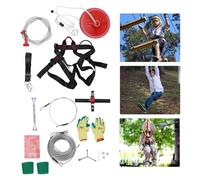 160 ft Zip Line Kits for Garden, Slackline Zipline Kits Up to 330 lbs, Backyard Outdoor Quick Setup Zipline, Obstacle Course for Kids and Adult
