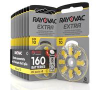 160 Hearing Aid Batteries 10. Rayovac Extra 20x8 Pack PR70 Yellow Size