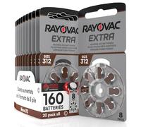 160 Hearing Aid Batteries Size 312 Rayovac Extra PR41 Brown - 20 Blisters of 8 Batteries
