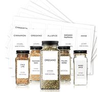 160 Minimalist Spice Jar Labels,Preprinted Spice Stickers - Black Text on White Waterproof Label, Heavyweight Matte Labels Fits Kitchen Pantry Round Jars or Rectangular Spice&Herb Jars