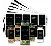 160 Minimalist Spice Jar Labels,Preprinted Spice Stickers - White Text on Black Waterproof Label, Heavyweight Matte Labels Fits Kitchen Pantry Round Jars or Rectangular Spice&Herb Jars
