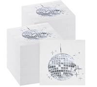 160 Pack Disco Party Cocktail Napkins Stylish Disposable 70s 80s 90s Party Supplies Disco Cocktail Napkins for Engagement Birthday Graduation Baby Shower Supplies(Silver)