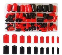 160 Pcs 3-16mm Rubber End Caps, Round Flexible Screw End Caps(Black/Red)