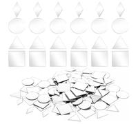160 Pcs 4 Shapes Mirrors for Crafts, 1 Inch Mirror Mosaic Tile, Triangles/Squares/Rounds/Rhombus Glass Tiles, Sparkling Craft Mirror Mosaic Tile for Art Project, Wall, Door, Home Decorations