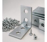 160 Pcs Angle Corner Brackets (32 Bracket + 128 Screws), 25 x 25mm Galvanised Right Angle Brackets, Metal L Brackets for Furniture Repair, Shelves, Cabinets, Cupboards, Tables and DIY Woodworking