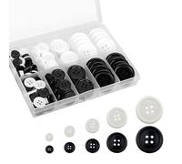 160 Pcs Black and White Mixed Buttons, Sewing Buttons, 5 Sizes Resin Button with 4 Sewing Holes and Storage Box, Suitable for Suit Coat, DIY Decoration, Crafting Handmade