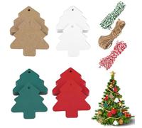 160 Pcs Christmas Labels, Xmas Kraft Gift Tag, Christmas Tags for Presents, Xmas Gifts Labels with String, Gifts Tag for Presents Christmases, for DIY Crafts, Christmases Ornaments (Tree)