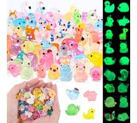 160 Pcs Luminous Mini Resin Animals 35 Styles Mixed Resin Animal Glow in the Dark Tiny Plastic Animals Figures for Fairy Garden Micro Landscape Aquarium Decor Garden Dollhouse Accessories
