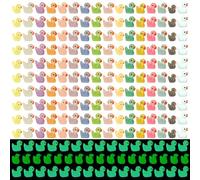 160 Pcs Mini Ducks, 16 Colours Resin Ducks Tiny Ducks, Glow in the Dark Little Ducks Bulk, Luminous Resin Animals, Small Ducks for Aquarium Micro Landscape Dollhouse Fairy Garden Tiny Home Decor